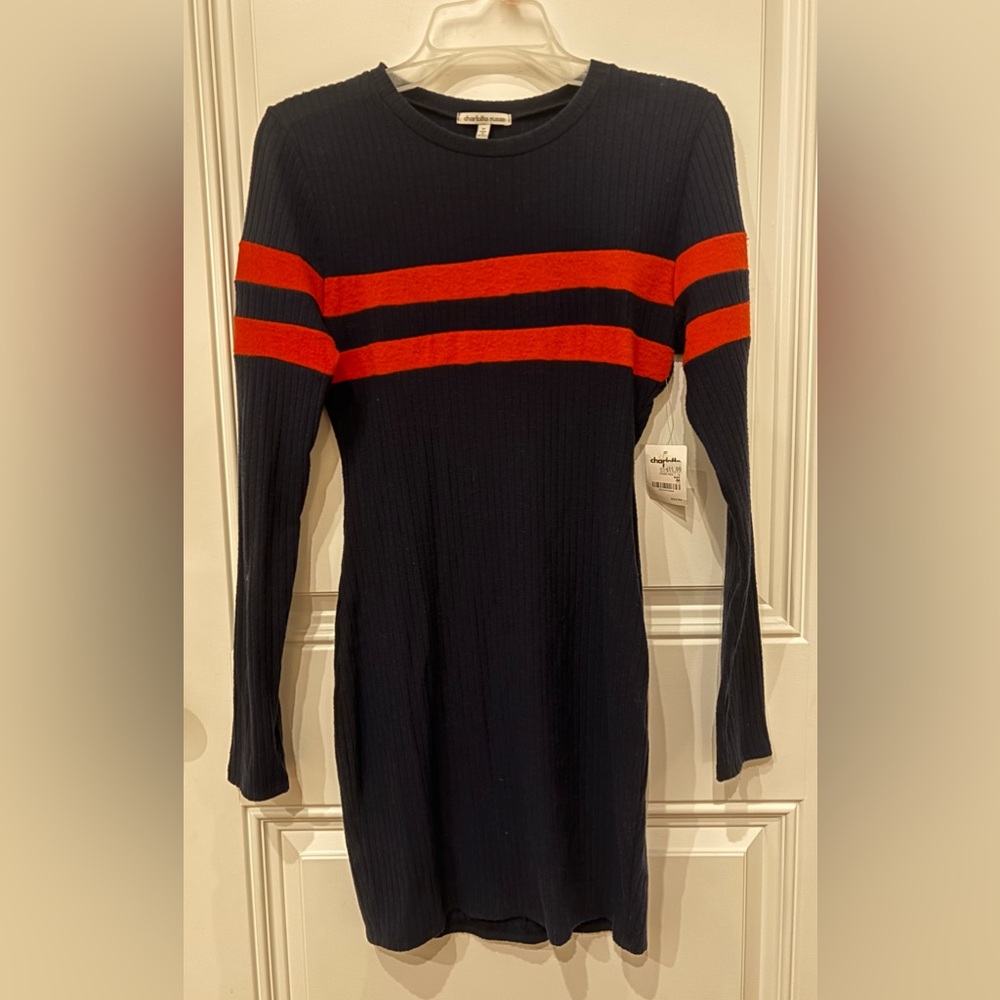 NWT Charolette Russe Navy Blue & Orange Bodycon Dress